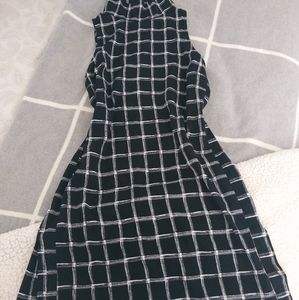 Vintage Dress, Black/White Square Pattern